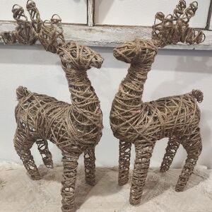 Rustic Twine Wrapped Reindeer Decor